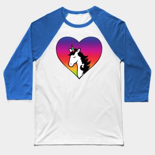 Unicorn Rainbow Pride Heart Baseball T-Shirt